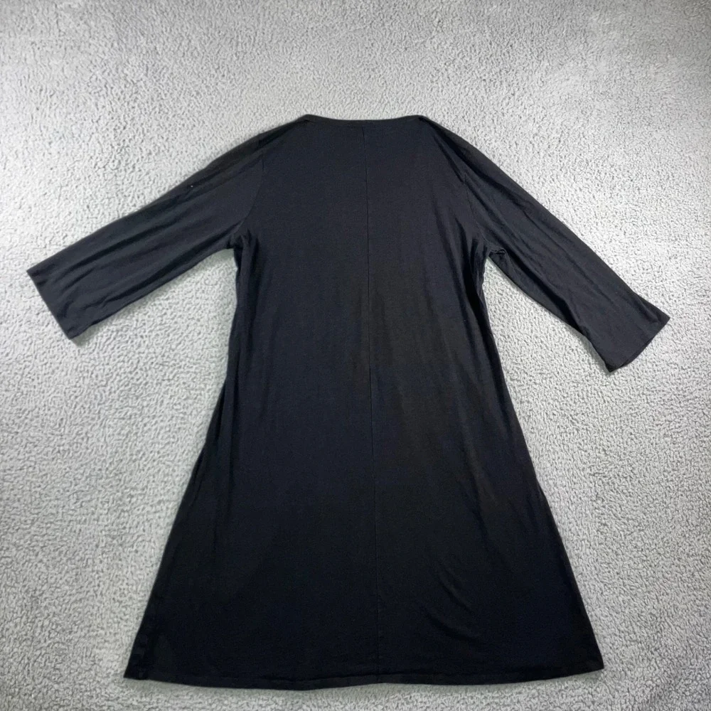 Garnet Hill Maxi Dress Women L Black Lagenlook Boho Babydoll Cotton Modal 3/4‎